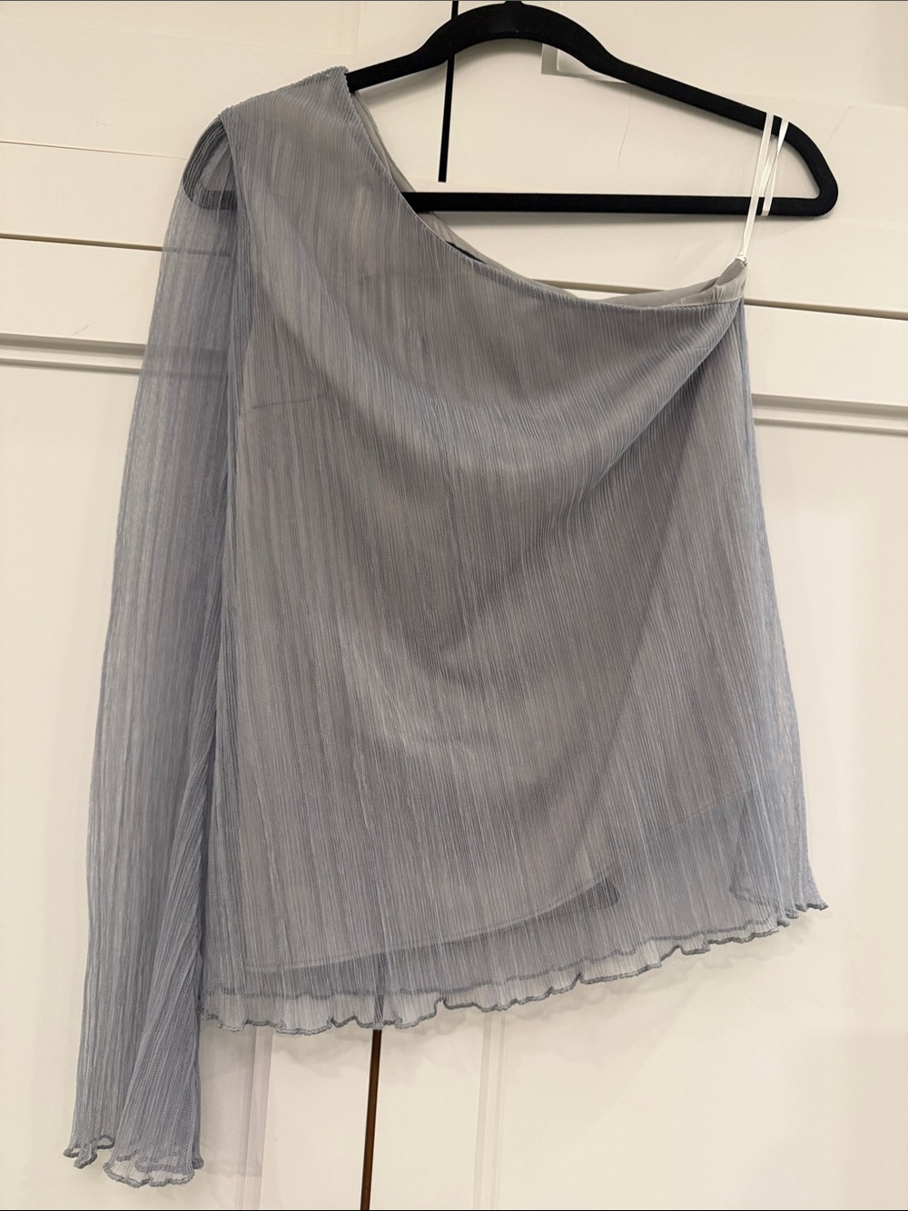REVOLVE Light Blue/Grey One-Shoulder Pleated Top